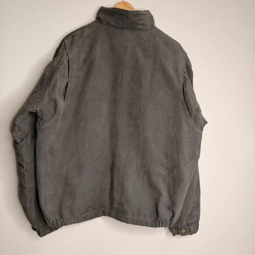 Montage Collection Quilted Lining SZ-L Faux Suede Zip Bomber Jacket W/Zip Pocket